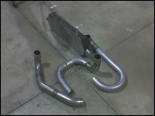 Charge pipes and intercooler ready for Chris to bead them.